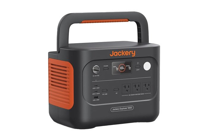 ackery Explorer 1000 v2 portable power station with LCD display, rugged handles, multiple AC and USB ports, designed for camping, RV, emergency backup, and off-grid living.