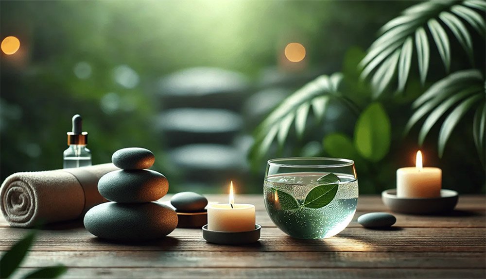 Peaceful spa scene to manage stress