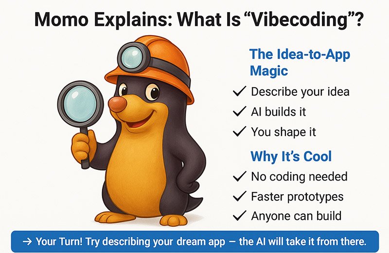 Momo the Mole explains vibecoding.