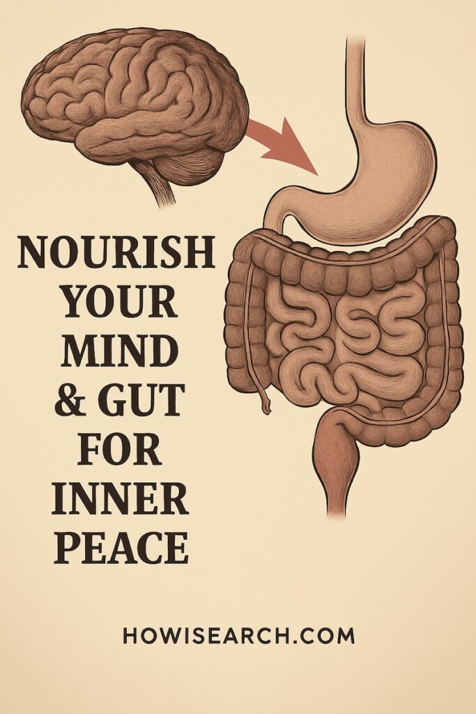 An image of a gut captioned, "Nourish your mind and gut for inner peace."