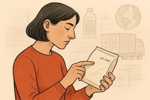 Illustration of a woman researching supply chain history.