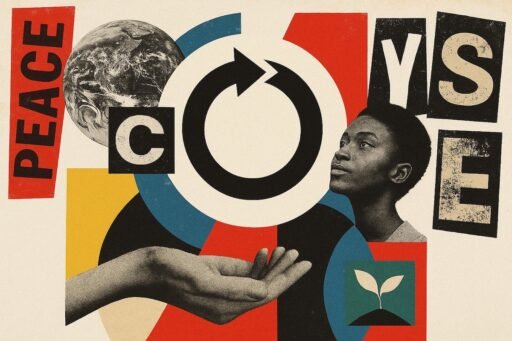 A poster style graphic collage for systems thinking.